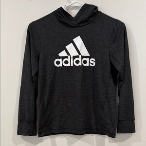 Adidas Kids Charcoal Hoodie with White Logo